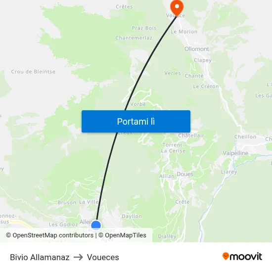 Bivio Allamanaz to Voueces map