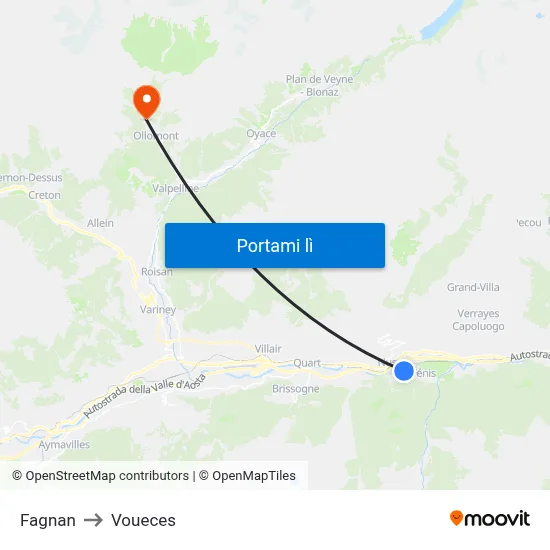 Fagnan to Voueces map