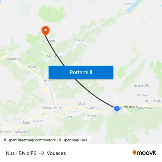 Nus - Bivio FS to Voueces map