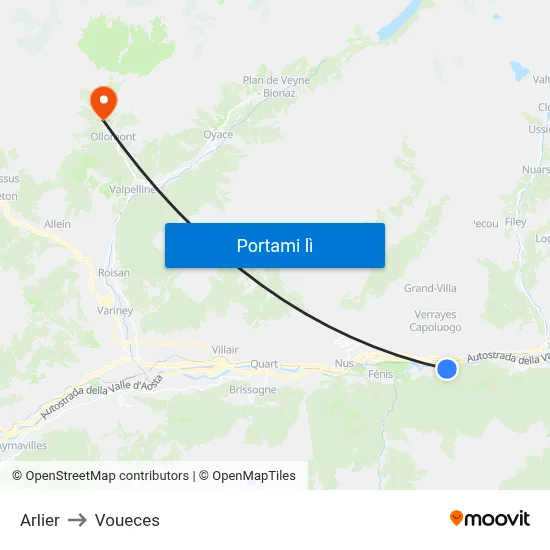 Arlier to Voueces map