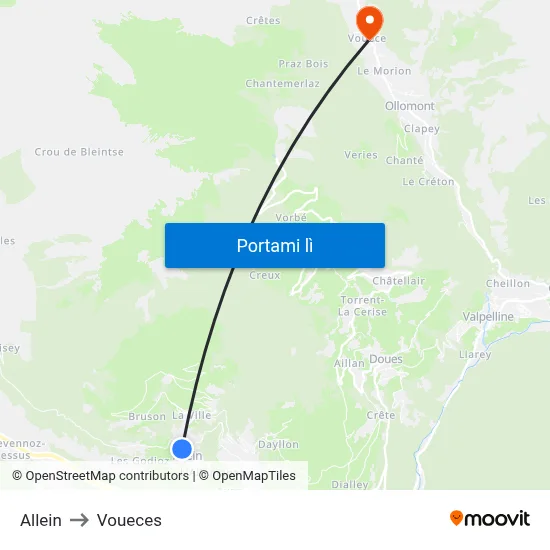 Allein to Voueces map