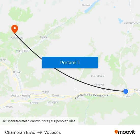 Chameran Bivio to Voueces map