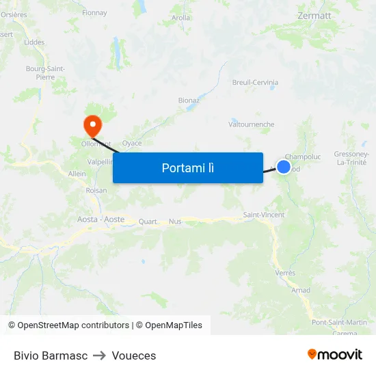 Bivio Barmasc to Voueces map