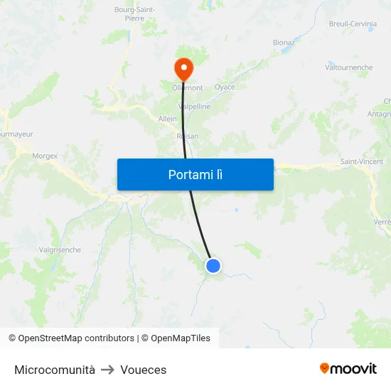 Microcomunità to Voueces map