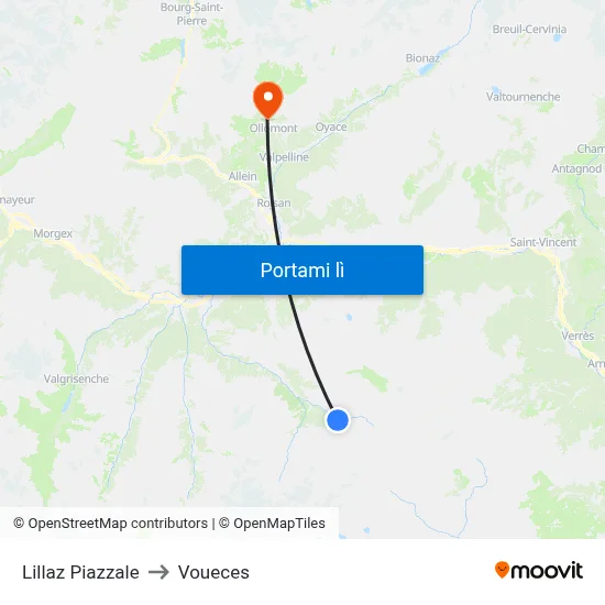 Lillaz Piazzale to Voueces map