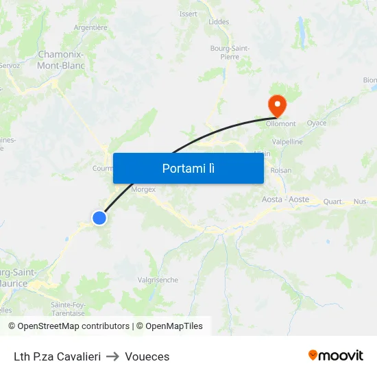 Lth P.za Cavalieri to Voueces map
