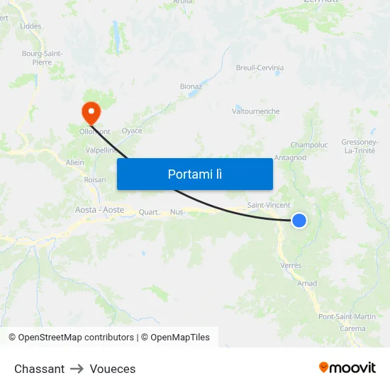 Chassant to Voueces map