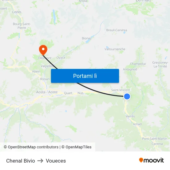 Chenal Bivio to Voueces map