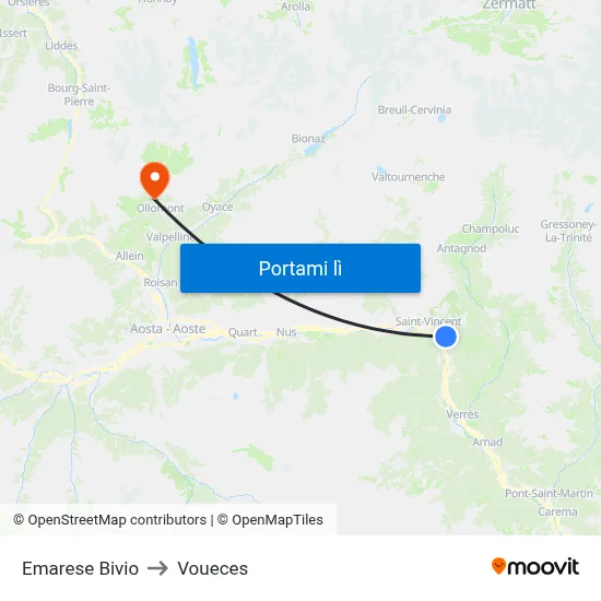 Emarese Bivio to Voueces map