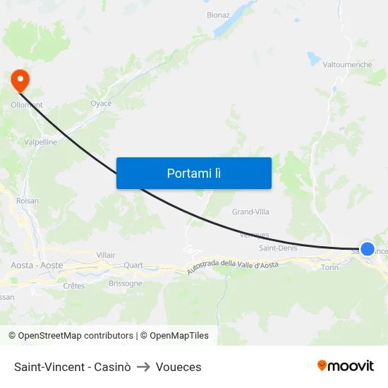 Saint-Vincent - Casinò to Voueces map