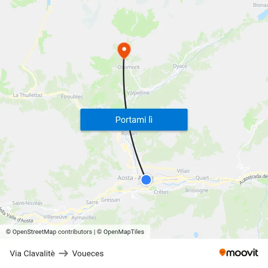 Via Clavalitè to Voueces map