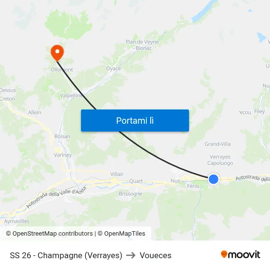 SS 26 - Champagne (Verrayes) to Voueces map