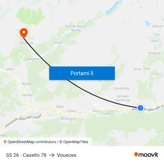 SS 26 - Casello 78 to Voueces map