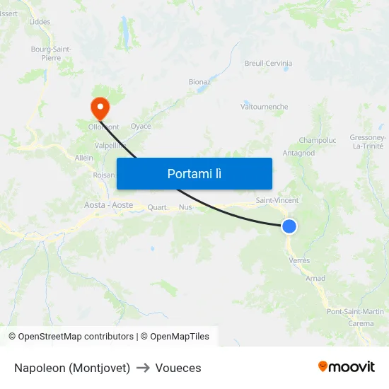 Napoleon (Montjovet) to Voueces map