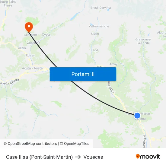 Case Illsa (Pont-Saint-Martin) to Voueces map