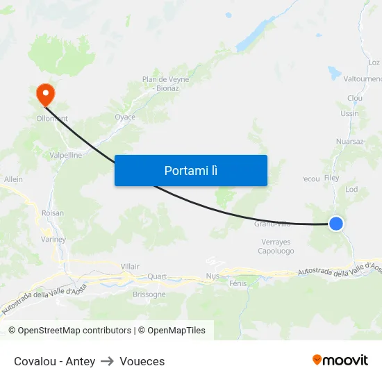 Covalou - Antey to Voueces map