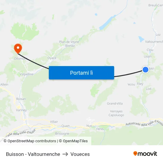Buisson - Valtournenche to Voueces map