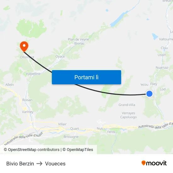 Bivio Berzin to Voueces map