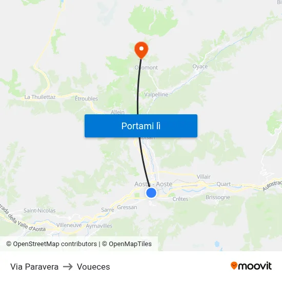 Via Paravera to Voueces map