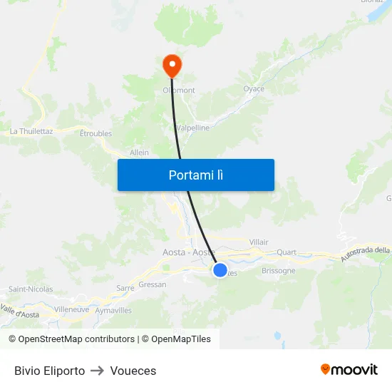 Bivio Eliporto to Voueces map