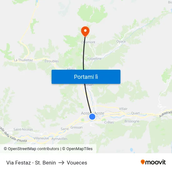 Via Festaz - St. Benin to Voueces map