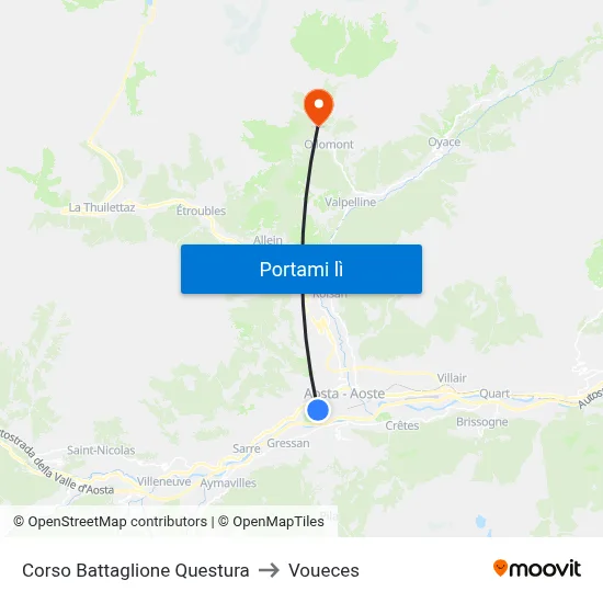 Corso Battaglione Questura to Voueces map