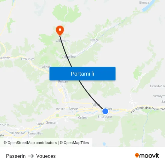 Passerin to Voueces map