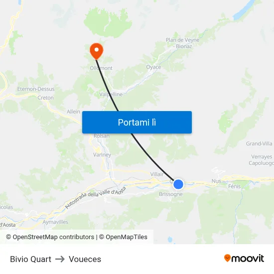 Bivio Quart to Voueces map
