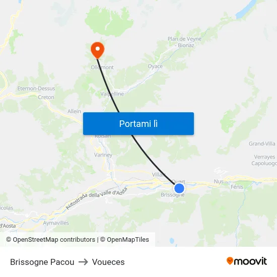 Brissogne Pacou to Voueces map