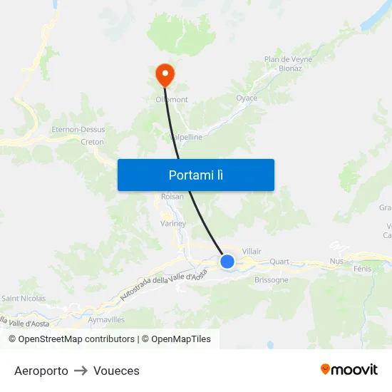Aeroporto to Voueces map