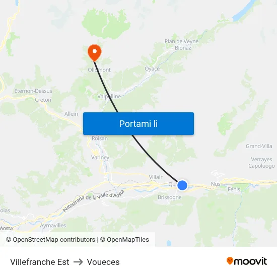 Villefranche Est to Voueces map