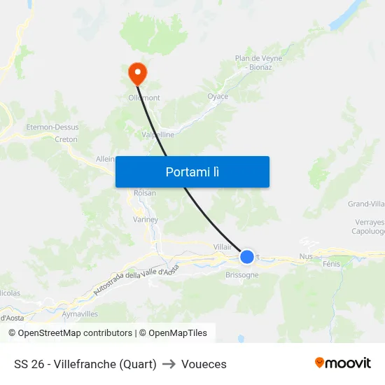 SS 26 - Villefranche (Quart) to Voueces map