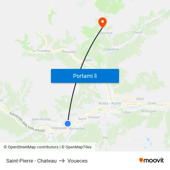 Saint-Pierre - Chateau to Voueces map