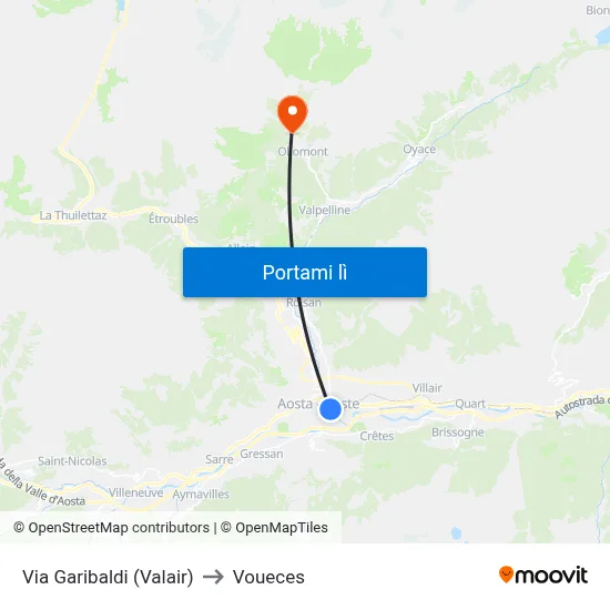 Via Garibaldi (Valair) to Voueces map
