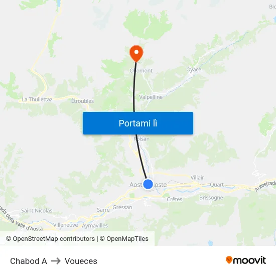Chabod A to Voueces map