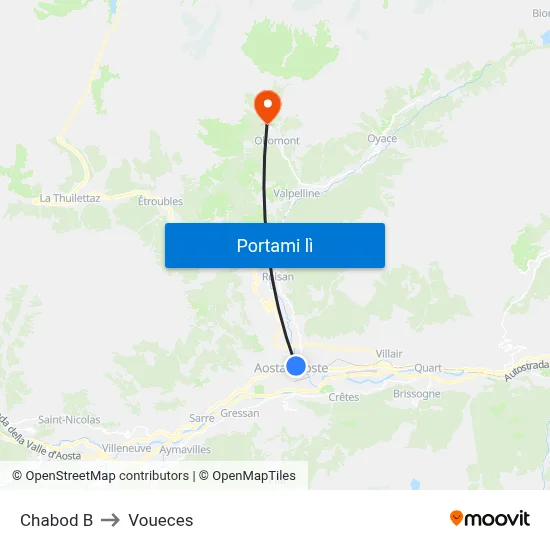 Chabod B to Voueces map