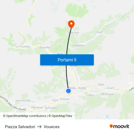 Piazza Salvadori to Voueces map