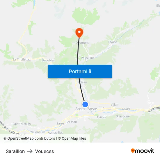 Saraillon to Voueces map