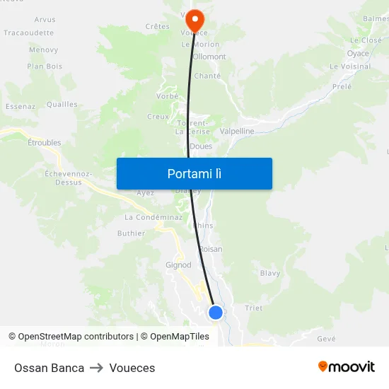 Ossan Banca to Voueces map