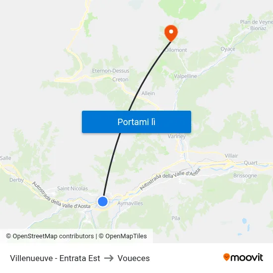 Villenueuve - Entrata Est to Voueces map