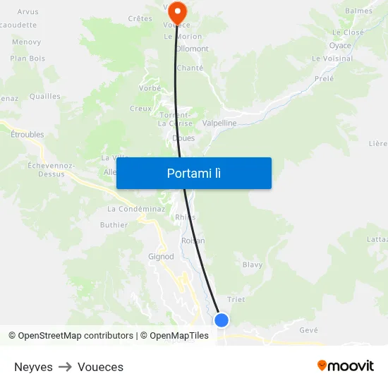 Neyves to Voueces map