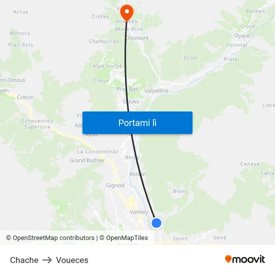 Chache to Voueces map