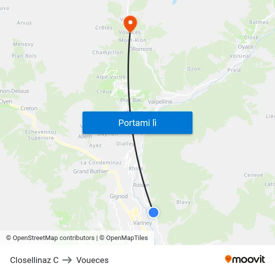 Closellinaz C to Voueces map