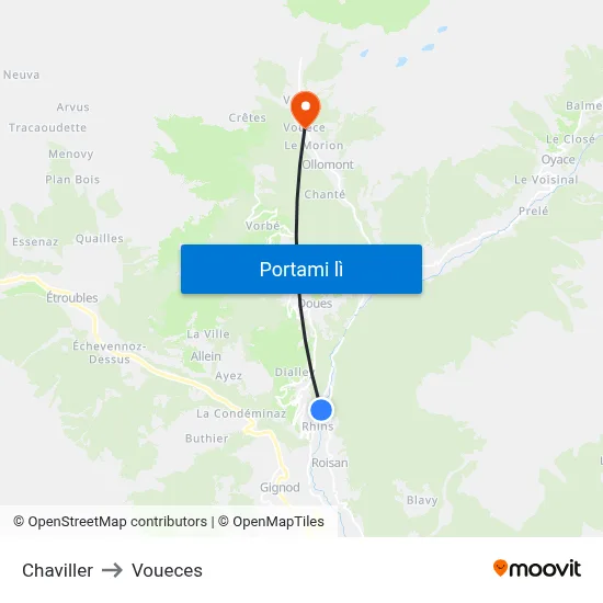 Chaviller to Voueces map