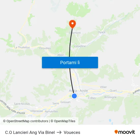 C.O Lancieri Ang Via Binel to Voueces map