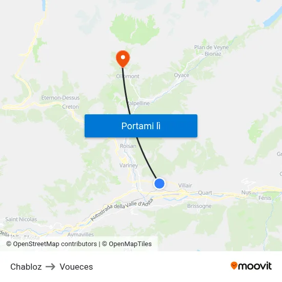Chabloz to Voueces map