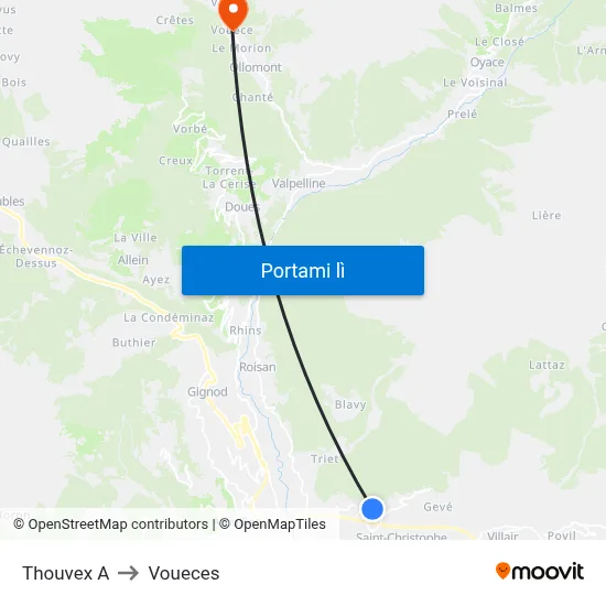 Thouvex A to Voueces map
