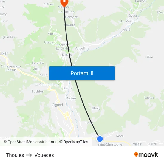 Thoules to Voueces map