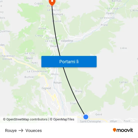 Rouye to Voueces map