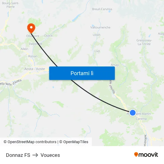 Donnaz FS to Voueces map